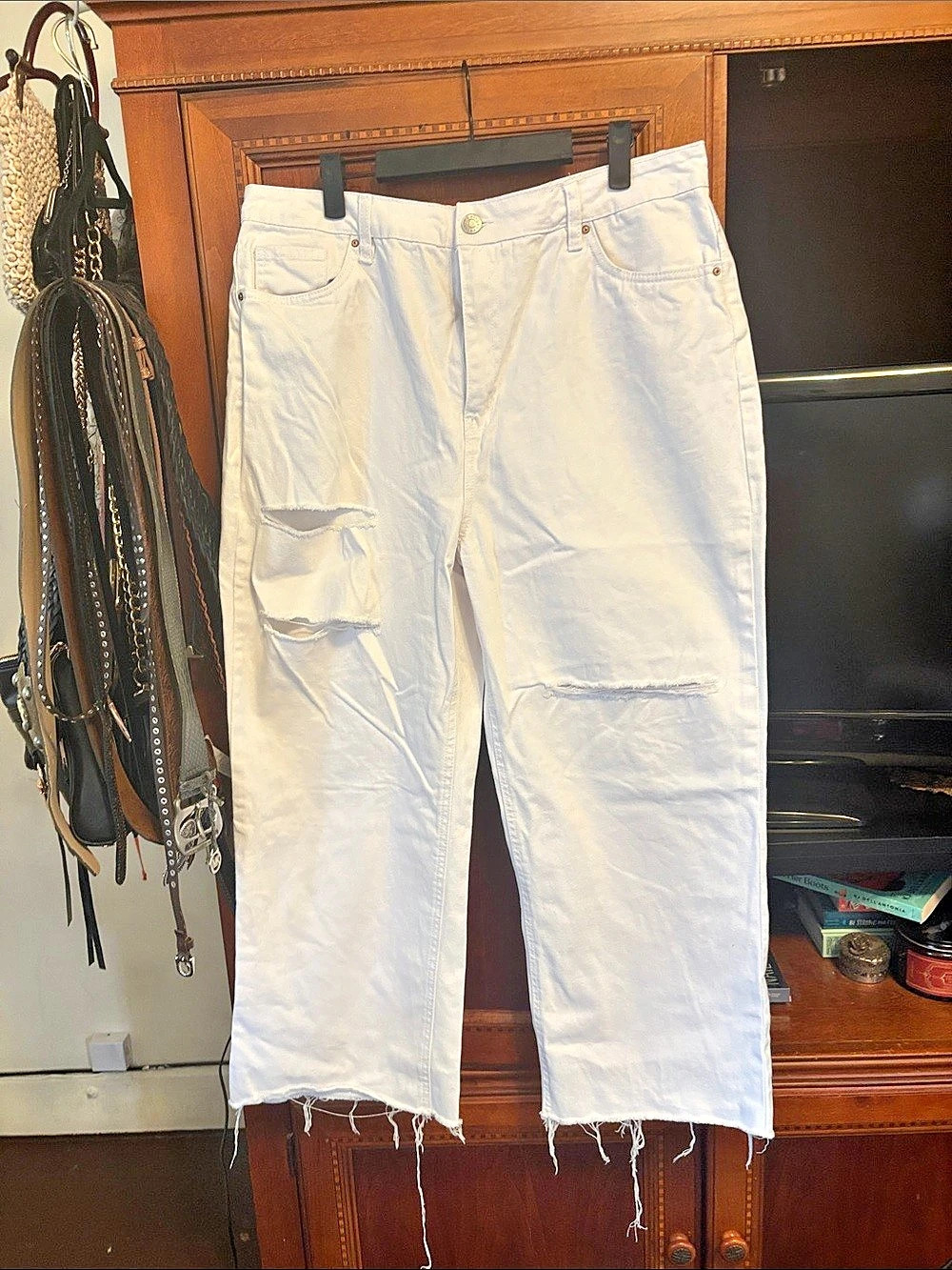 refuge DENIM 90's Wide Leg Jeans in White Waist 13